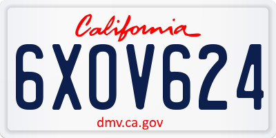 CA license plate 6XOV624