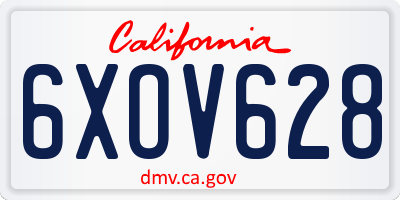 CA license plate 6XOV628