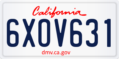 CA license plate 6XOV631