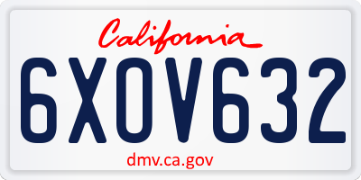 CA license plate 6XOV632