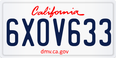CA license plate 6XOV633