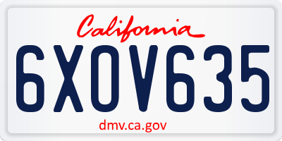 CA license plate 6XOV635