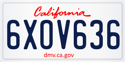CA license plate 6XOV636