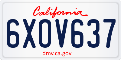 CA license plate 6XOV637