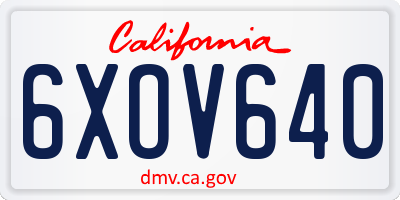 CA license plate 6XOV640