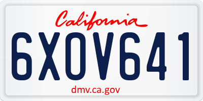 CA license plate 6XOV641
