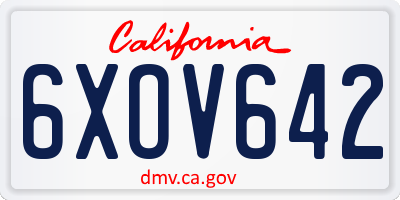 CA license plate 6XOV642
