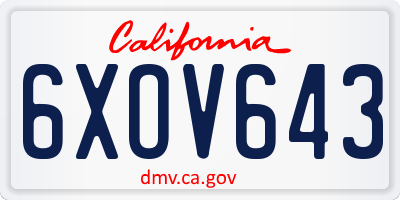 CA license plate 6XOV643