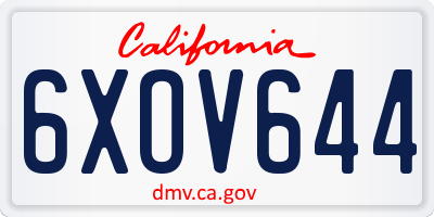 CA license plate 6XOV644