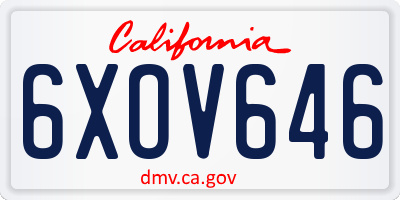 CA license plate 6XOV646