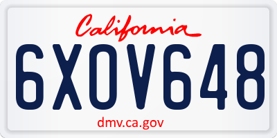CA license plate 6XOV648