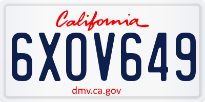 CA license plate 6XOV649