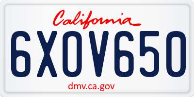 CA license plate 6XOV650