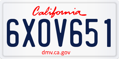 CA license plate 6XOV651