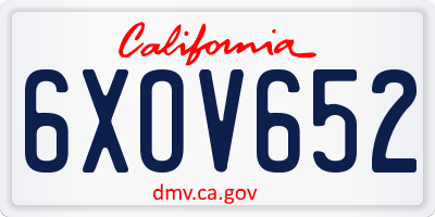 CA license plate 6XOV652