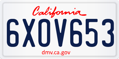 CA license plate 6XOV653