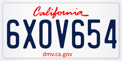CA license plate 6XOV654
