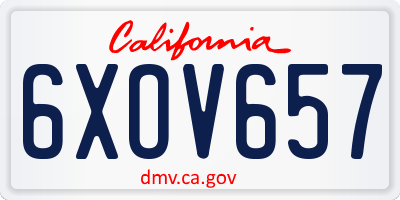 CA license plate 6XOV657