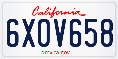 CA license plate 6XOV658