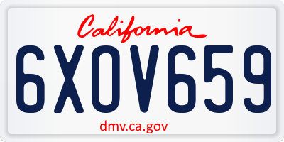 CA license plate 6XOV659