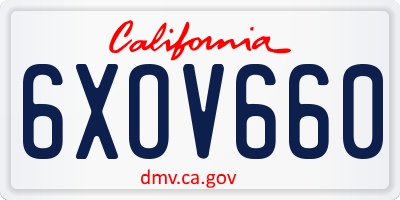 CA license plate 6XOV660