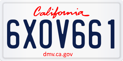 CA license plate 6XOV661