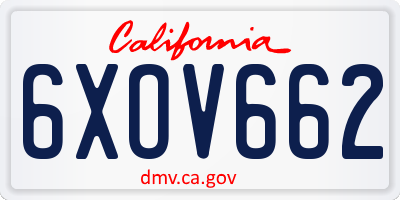 CA license plate 6XOV662