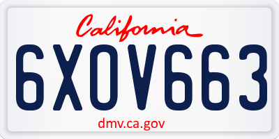 CA license plate 6XOV663