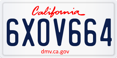 CA license plate 6XOV664