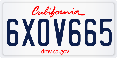 CA license plate 6XOV665