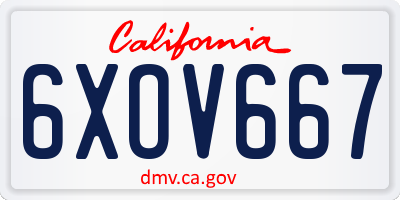 CA license plate 6XOV667