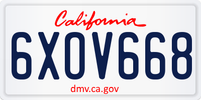 CA license plate 6XOV668