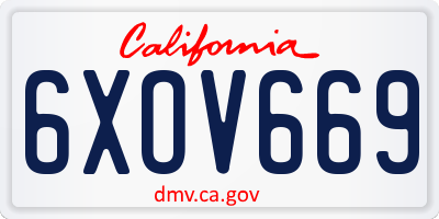 CA license plate 6XOV669