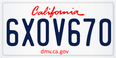 CA license plate 6XOV670