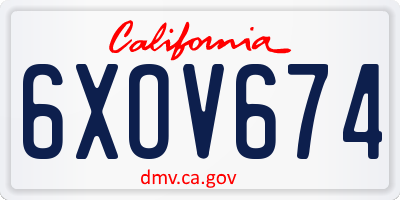 CA license plate 6XOV674
