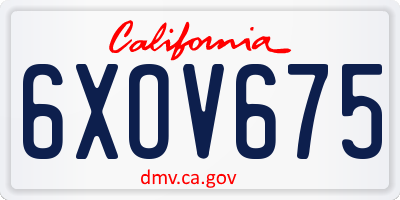 CA license plate 6XOV675