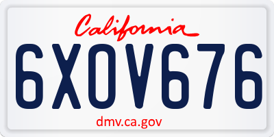 CA license plate 6XOV676