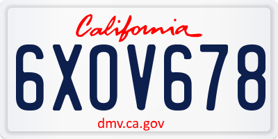 CA license plate 6XOV678