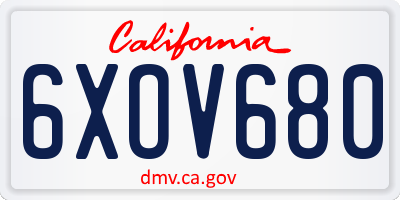 CA license plate 6XOV680
