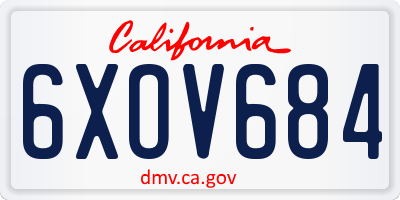 CA license plate 6XOV684