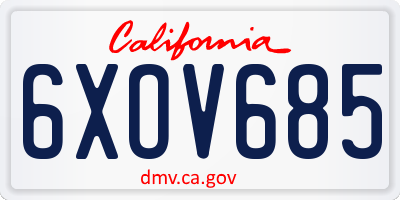 CA license plate 6XOV685