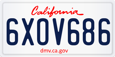 CA license plate 6XOV686