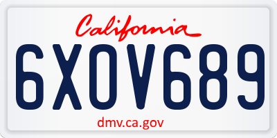 CA license plate 6XOV689