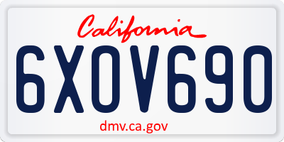 CA license plate 6XOV690