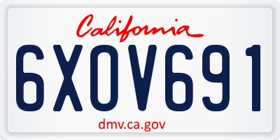 CA license plate 6XOV691