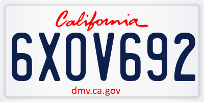 CA license plate 6XOV692