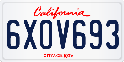 CA license plate 6XOV693