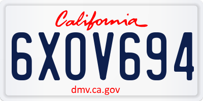 CA license plate 6XOV694