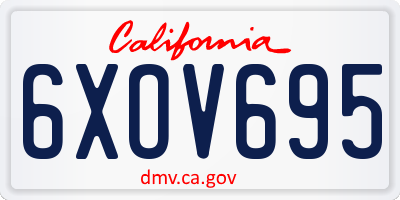 CA license plate 6XOV695