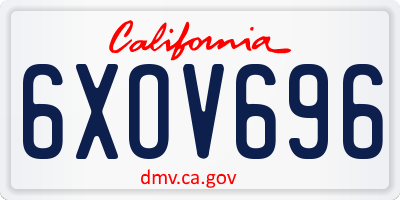 CA license plate 6XOV696